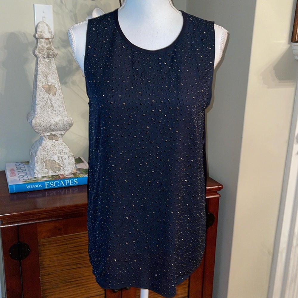 L’Agence Silk Metallic Beaded Sleeveless Top